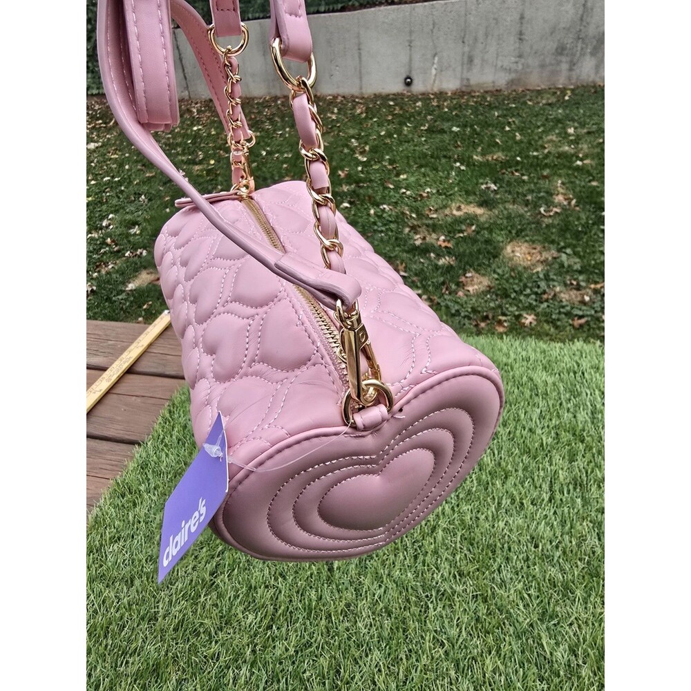 Claire's PinkHeart Quilted Barrel Crossbody Bag New With Tags - Picture 4 of 11